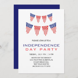 赤白青7月4日独立記念日 招待状