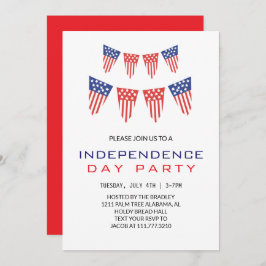 赤白青7月4日独立記念日 招待状