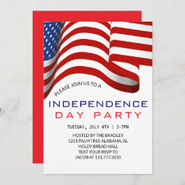 赤白青7月4日独立記念日 招待状