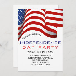 赤白青7月4日独立記念日 招待状