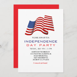 赤白青7月4日独立記念日 招待状