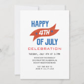 赤白青7月4日独立記念日 招待状 (正面)