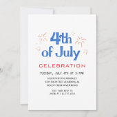 赤白青7月4日独立記念日 招待状 (正面)
