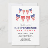 赤白青7月4日独立記念日 招待状 (正面)