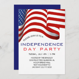 赤白青7月4日独立記念日 招待状