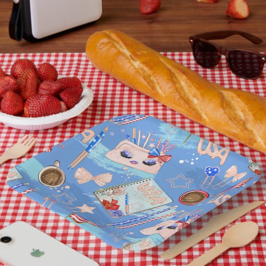 赤白青7月4日 ペーパープレート (ピクニック)