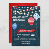 赤白青7月4日 | 7月4日誕生日 招待状 (正面/裏面)