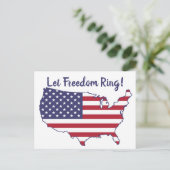 赤白青 アメリカ国旗 自由が鳴り響く ポストカード (スタンド正面)