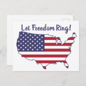 赤白青 アメリカ国旗 自由が鳴り響く ポストカード (正面/裏面)