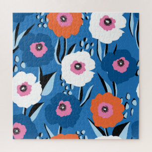 赤白青：スカンジナビアフローラ。 ジグソーパズル