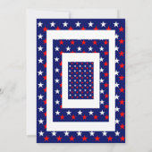 赤白青 星のシンプルな7月4日 招待状 (裏面)