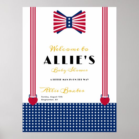 赤白青 星条旗 ベビーシャワー ウェルカムサイン ポスター (正面)