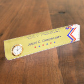 赤白青/星（お名前）金ゴールド背景 デスクネームプレート (側面)