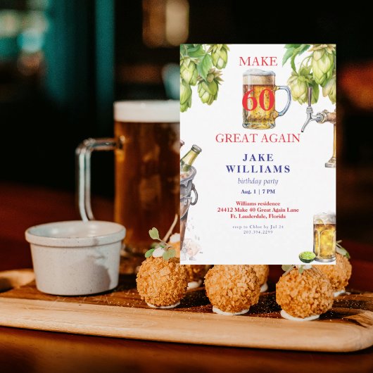 赤白青 Make 60 Great Again ビール 誕生日 招待状