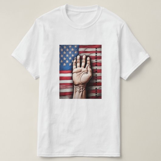 赤白青Tシャツのアメリカ国旗の労働日 Tシャツ (デザイン正面)