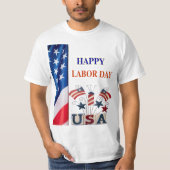 赤白青Tシャツのアメリカ国旗の労働日 Tシャツ (正面)