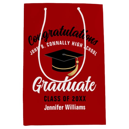 赤白高校卒業カスタム科 ミディアムペーパーバッグ (正面)