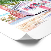 赤白魅力的ビーチコテージ水彩画ポスター ポスター (角)