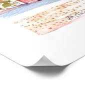 赤白魅力的ビーチコテージ水色 ポスター (角)