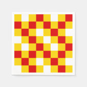 赤白黄色のチェック柄デザイン スタンダードカクテルナプキン (正面)