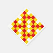 赤白黄色のチェック柄デザイン スタンダードカクテルナプキン (角)