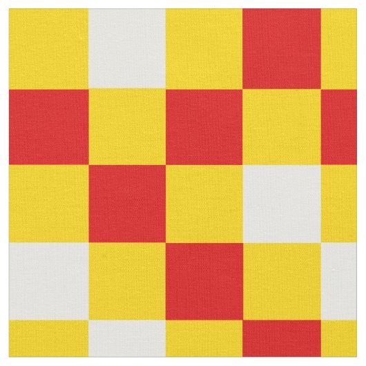 赤白黄色のチェック柄パターンデザイン ファブリック (クローズアップ)