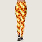 赤白黄色チェック柄デザイン レギンス (裏面)
