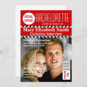 赤白黒のマガジンシェブロンPERSONALIZE 招待状 (正面/裏面)