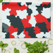 赤白黒の不規則な抽象芸術 キッチンタオル (折り畳み)