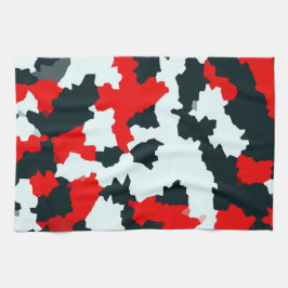 赤白黒の不規則な抽象芸術 キッチンタオル