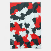 赤白黒の不規則な抽象芸術 キッチンタオル (縦)