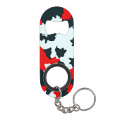 赤白黒の不規則な抽象芸術 キーホルダー栓抜き (裏面)