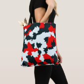 赤白黒の不規則な抽象芸術 トートバッグ (クローズアップ)