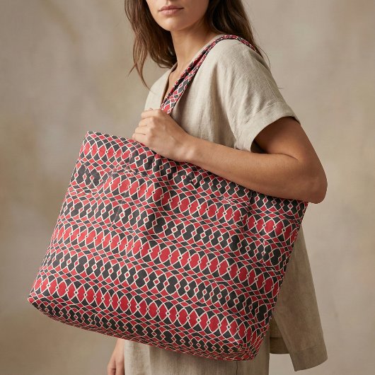 赤白黒オペアートモザイク幾何学模様 ファブリック