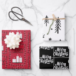 赤白黒キャンドルイラストパターン ラッピングペーパーシート