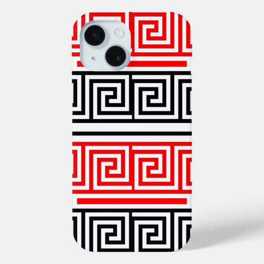 赤白黒ギリシャ鍵フレットパターン柄 Case-Mate iPhoneケース (裏面)