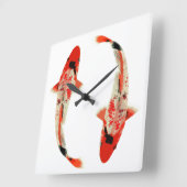 赤白黒コイ スクエア壁時計 (傾斜)