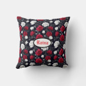 赤白黒ゴシックバラ クッション (裏面)