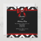 赤白黒シェブロンストライプ誕生日パーティー(3) 招待状 (裏面)