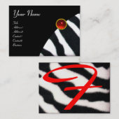 赤白黒ゼブラファーモノグラム、ルビー 名刺 (正面/裏面)