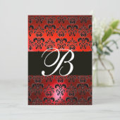 赤白黒ダマスクモノグラムRSVP 招待状 (スタンド正面)