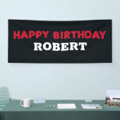 赤白黒ハッピーバースデー子の名前バナー 横断幕 (トレードショー)