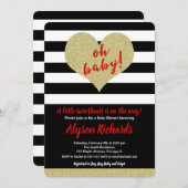 赤白黒バレンタインデー赤ちゃんシャワー 招待状 (正面/裏面)