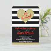 赤白黒バレンタインデー赤ちゃんシャワー 招待状 (スタンド正面)