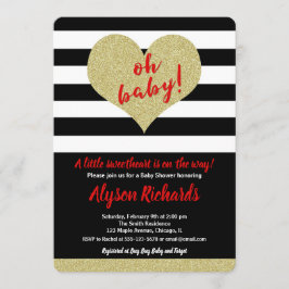 赤白黒バレンタインデー赤ちゃんシャワー 招待状