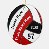 赤白黒パーソナライズされたバレーボールオーナメント セラミックオーナメント (左)