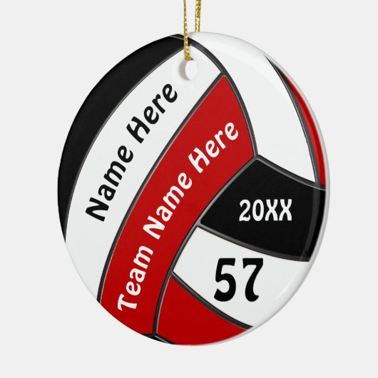 赤白黒パーソナライズされたバレーボールオーナメント セラミックオーナメント (左)