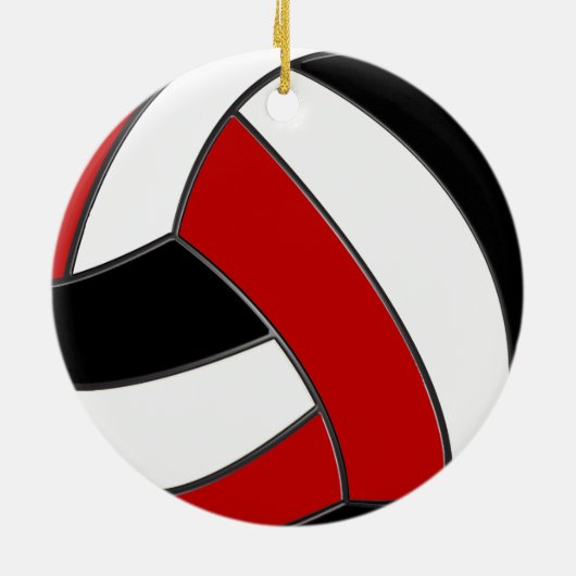 赤白黒パーソナライズされたバレーボールオーナメント セラミックオーナメント (裏面)