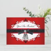 赤白黒パーティーすべての行事 エレガント 招待状 (スタンド正面)