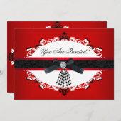 赤白黒パーティーすべての行事 エレガント 招待状 (正面/裏面)